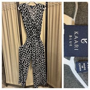Kaari Blue Monochrome Patterned Jumpsuit
